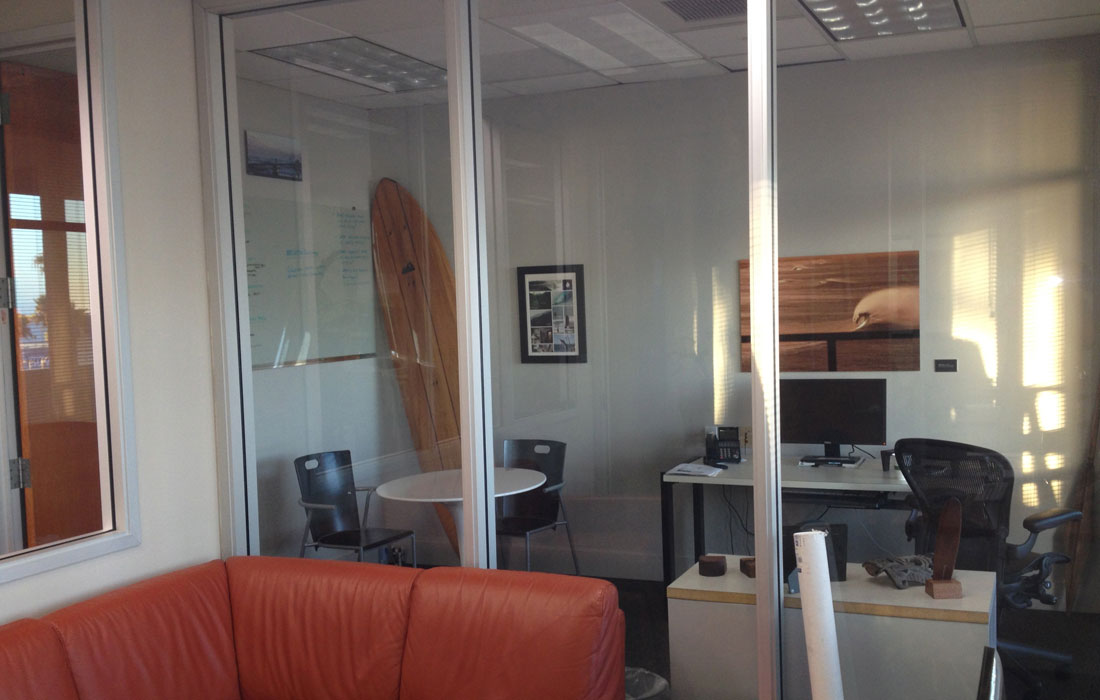 Glass office wall installation